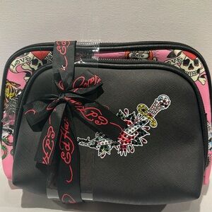 NWT Ed Hardy (2) piece Cosmetics bag Set.